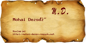 Mohai Dezső névjegykártya